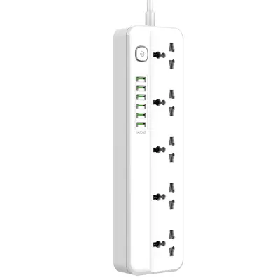 JBQ 5 AC Outlets And 6 USB Charging Ports 2m Long Extension Cord For Home & Office, JBQ SC5614 2500W Power Strip