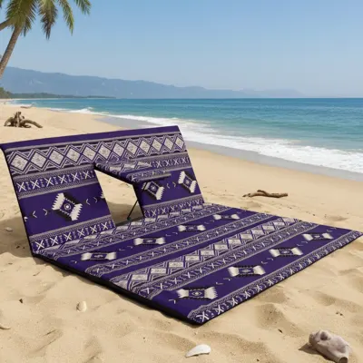 Generic Foldable Arabic Majlis Floor Seating Mat – Portable Double Reclining Floor Chair with Backrest & Armrest Table for Camping Blue
