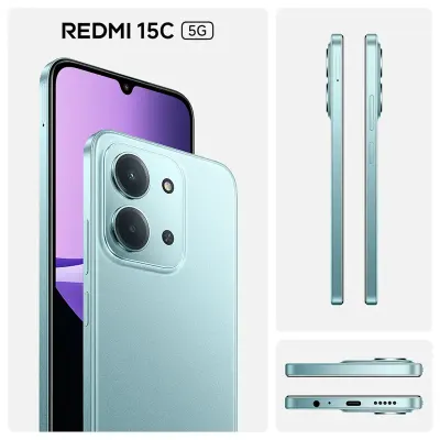 REDMI 15C 4GB RAM 256GB Storage Smartphone, 6.9-Inch 120Hz Display, MediaTek Helio G81-Ultra, 50MP AI Camera, 6000mAh Battery, 33W Fast Charging, NFC, Mint Green