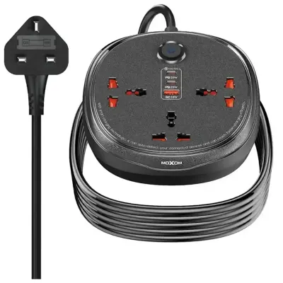 Desert PD 20W Fast Charging Power Strip with Dual USB-C, QC 18W USB-A & 4-Way UK Universal Sockets for Home & Office