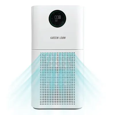 Green Lion Intelligent Air Purifier with Smart LED Display, WiFi Control, Energy Saving, Timer Setting, Activated Carbon Filter, HEPA Filter and UV Sterilize Disinfection, Green Lion GNINTAIRPWH - White