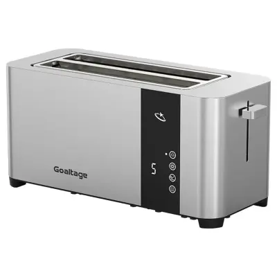 Goaltage Goldenedge Toaster With 1400w Power, 2 Long Slots, Adjustable Browning Control, Bagel Function, And Stainless Steel Design For Perfect Toast Every Time