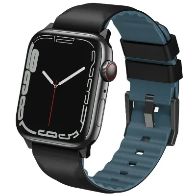 UNIQ 45/44/42mm for Apple Watch Straps, UNIQ LINUS Airosoft Silicon (Only Straps) - Midnight Black