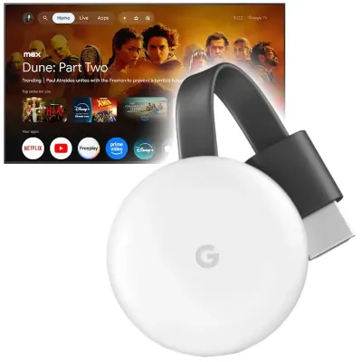 Google Chromecast 3rd Generation Full HD 1080p Streaming Media Player with Dual-Band Wi-Fi, HDMI TV Casting and Smartphone, Tablet & Laptop Control White