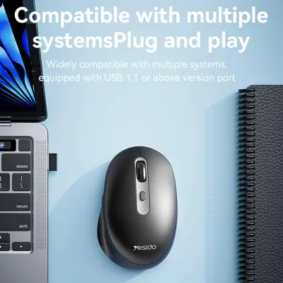 Yesido 2.4GHz Wireless Optical Mouse with 1600 DPI, USB Dongle and 10 Meter Range, Yesido KB17 - Black 2.4GHz Wireless Optical Mouse with 1600 DPI, USB Dongle and 10 Meter Range, Yesido KB17 - Black