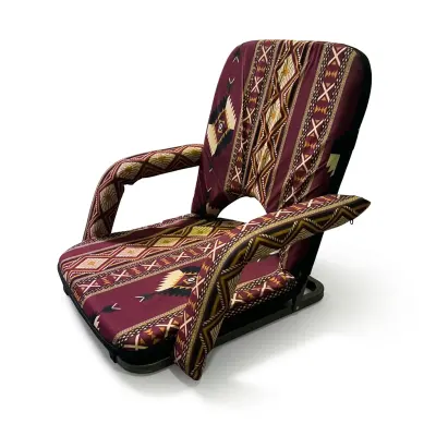 Generic Foldable Ground Seating Chair – Portable Padded Floor Lounge Chair with Backrest for Majlis & Camping Red