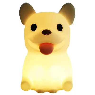 Generic Cute Bulldog Night Light, USB Rechargeable Silicone LED Touch Lamp - White