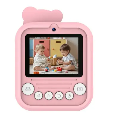 Green Lion Little Click Instant Print Camera – FHD 1080P Dual Lens, 48MP Photos, 1300mAh Battery, 2.4-Inch Display, Type-C Charging Pink