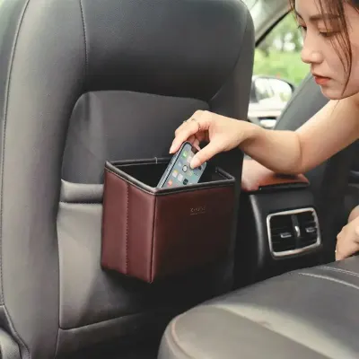 Zhuse Multifunctional Car Seat Back Storage Organizer with Dual Compartments, Secure Strap Mounting and Space-Saving Design Black