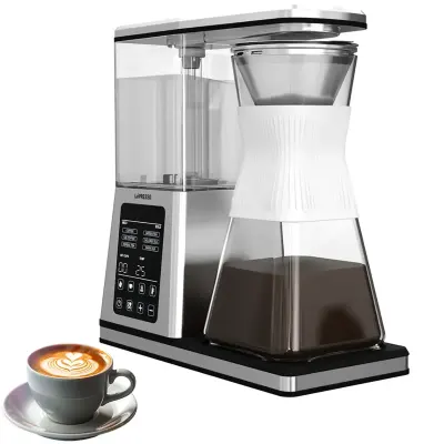 Lepresso Crystal Brew Drip Tea & Drip Coffee Maker Machine 1400W, Smart Digital Control,1.2L Capacity, Keep-Warm Base, Dishwasher-Safe Component, SUS304 Stainless Steel, 2/4/6/8 Cup Options - Silver