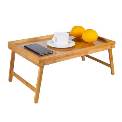 Generic Folding Bamboo Breakfast Tray, Bed Table for Eating, Reading, or Laptop Use – Lightweight & Multi-Purpose