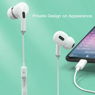 Yesido In-Ear Wired Earphones with Microphone and Type-C Connector, Aluminum Shell, Noise Cancelling, Yesido YH35 - White