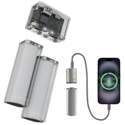 Levelo SwapCell PRO 15000mAh Power Bank with Accessories – Fast Charging Powerbank with USB-A, Type-C, Magnetic Attachment, Arc Lighter and Torchlight