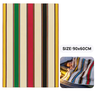 Camping Family Portable Camping Blanket 90 X 60cm with Multicolour Striped Woven Fabric Design, Foldable Lightweight-Style Outdoor Picnic Blanket