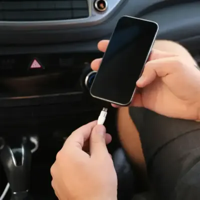Combo Car Charger with Built-in Retractable USB-C Cables + Foldable Magnetic Car Phone Holder