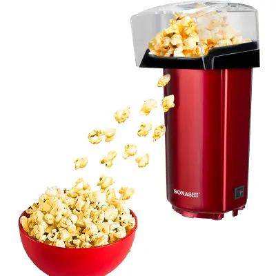 Sonashi 900W Hot Air Popcorn Maker, Classic Style Popcorn Machine w/Detachable Cap, Non-Slip Feet, Non-Stick Tank, Sonashi SPCM-101 Popcorn Maker