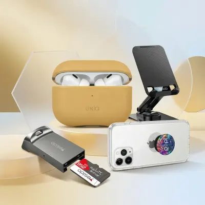 Combo AirPods Pro 2 Protective Case + Contact Info Sharing Tag + Foldable Rotating Tablet Stand + USB Memory Card Reader