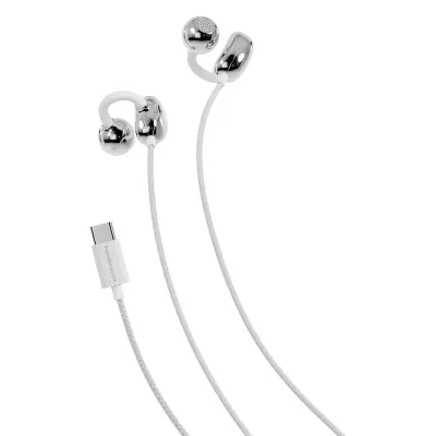Powerology Open-Ear USB-C Wired Earphones with Earhooks & Microphone
