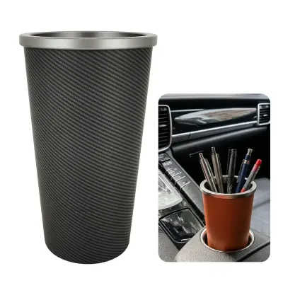 Zhuse Multifunctional Car Cup Holder Storage Organizer and Compact Trash Bin with Open-Top Design for Pens, Small Accessories and Everyday Vehicle Essentials Black