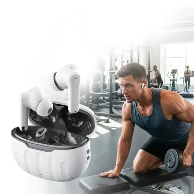 Porodo Sonica TWS Wireless Earbuds Bluetooth 5.3 In-Ear Noise Isolating Headphones with 120H Standby Power White
