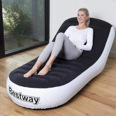 Bestway Inflatable Chaise Lounge Chair 1.65m x 84cm x 79cm / 65" x 33" x 31", Bestway Soft Top Air Lounge Chair