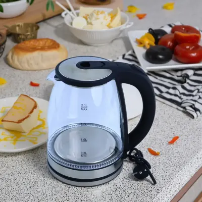 SilverCrest 1500W Electric Glass Kettle with 2L Capacity, Auto Shut-Off & German Technology – Elegant Transparent Body with LED Indicator