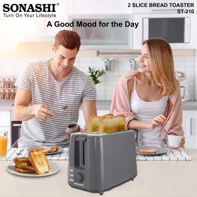 Sonashi Electric 2-Slice Bread Toaster 750W with 7 Adjustable Browning Levels, Defrost, Reheat and Cancel Functions