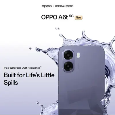 Oppo A6t 5G Crystal Violet 6GB 256GB Large Battery 120Hz Smooth Display Smartphone
