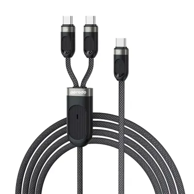 PorodoBlue Dual Type-C Cable with 60W Fast Charging, Dual Output, and 480Mbps Data Transfer. Durable 1.2M USB-C PD Cable For Multiple Devices