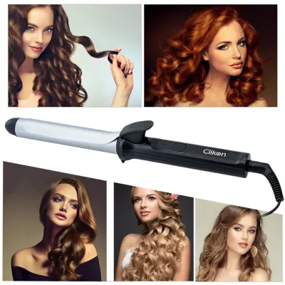Clikon 1.9mm Chrome Plated Hair Curling Iron, Rapid Heating Technology, 360 Degree Swivel cord, PTC Heater, Clikon CK3329HC - Black