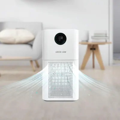 Green Lion Intelligent Air Purifier with Smart LED Display, WiFi Control, Energy Saving, Timer Setting, Activated Carbon Filter, HEPA Filter and UV Sterilize Disinfection, Green Lion GNINTAIRPWH - White