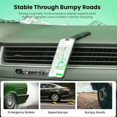 Lisen Foldable MagSafe Car Phone Holder with 360° Rotation & Adjustable Mount
