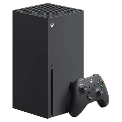 Xbox جهاز Xbox Series X بسعة تخزين 1 تيرابايت (SSD)، يدعم الألعاب بدقة 4K، وأداءً بمعدل 120 إطاراً في الثانية، وتقنية 8K HDR، ويأتي مع وحدة تحكم لاسلكية وميزة التحميل فائق السرعة.
