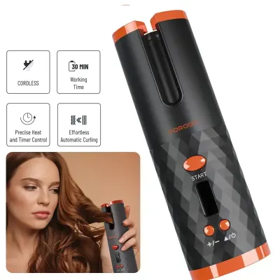Porodo Lifestyle Cordless Automatic Hair Curler Dual Barrel 19mm Rechargeable 3000mAh Battery