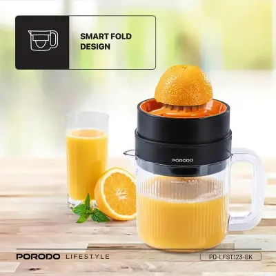 Porodo Bi-directional Juicer With 30W AC Motor, 1.4 liter Juice Cup, Food-safe Build, Smart Fold Design, Large/small Cones, Two-way Rotation, Uk Plug