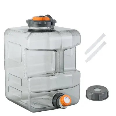 Generic Portable 20L Camping Water Container Large Capacity Clear Plastic Water Tank with Spigot, BPA Free Food Grade Water Storage Jug for Outdoor Travel