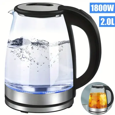 SilverCrest 1500W Electric Glass Kettle with 2L Capacity, Auto Shut-Off & German Technology – Elegant Transparent Body with LED Indicator