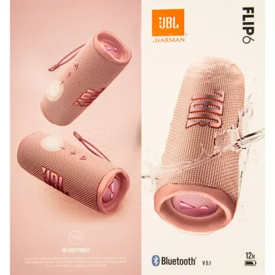 جي بي إل فليب 6، مكبر صوت بلوتوث، مكبر صوت جيه بي ال محمول مقاوم للماء - أزرق Flip6, Bluetooth Speaker, JBL Portable Waterproof Speaker