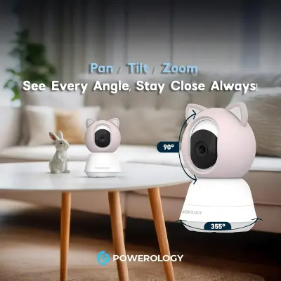Powerology Baby Camera With 5” HD Monitor And 1080p Video. Ai Motion Tracking, Cry Alerts, Two-way Talk, Color Night Vision, Type-C Power, Sd Up To 256GB