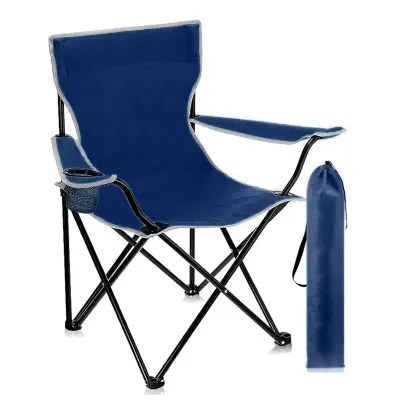 Generic Portable Folding Camping Chair with Cup Holder – Lightweight Outdoor Armchair for Beach, Picnics & Camping Blue