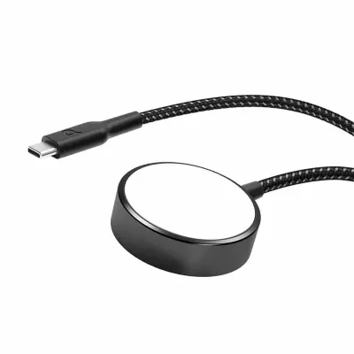 Powerology 5 Watt Braided Type-C Watch Charger Cable with 1.2 Metre Length, Powerology - Black