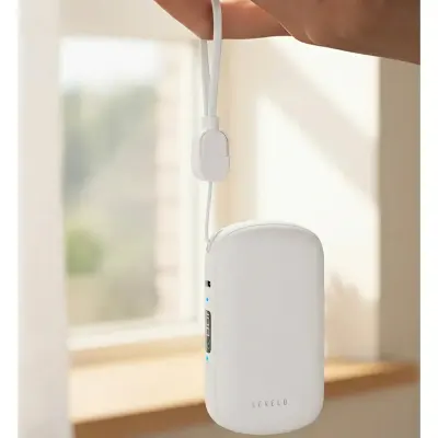 Levelo Montego 10000mAh PD 20W Fast Charging Power Bank with Built-In Grip Cable, LED Battery Display & Type-C Input/Output White