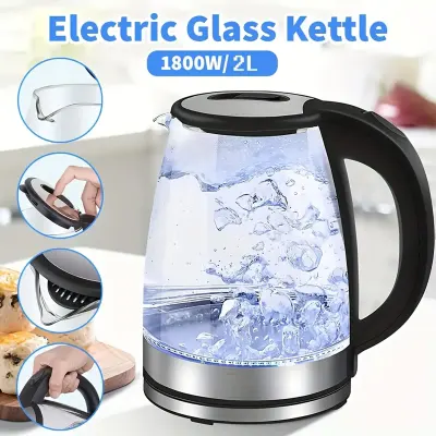 SilverCrest 1500W Electric Glass Kettle with 2L Capacity, Auto Shut-Off & German Technology – Elegant Transparent Body with LED Indicator