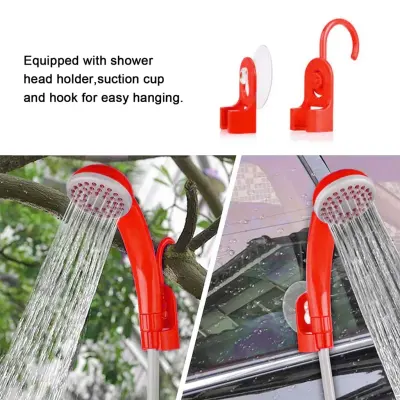 Generic 12V Portable Shower Automobile Shower Set Car Washer With Foldable Bucket - Red