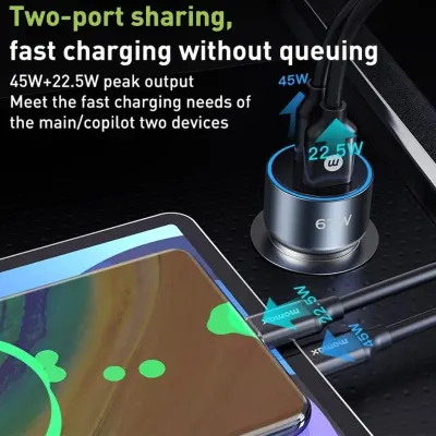 momax 67W Dual Port Car Charger USB-C & USB-A PD3.0 Fast Charging
