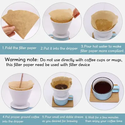 Generic V1 Coffee Filter Paper 70 Pcs – Natural Unbleached V-Shaped Pour Over Filters for 1–2 Cups