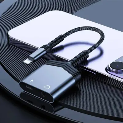 MpBlberri 2-in-1 Type-C to Type-C and 3.5mm Jack Audio & Charging Adapter MpBlberri BLB-OT556 - Black & Grey
