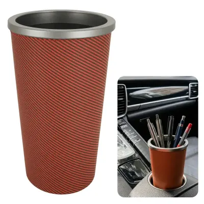 Zhuse Multifunctional Car Cup Holder Storage Organizer and Compact Trash Bin with Open-Top Design for Pens, Small Accessories and Everyday Vehicle Essentials Red