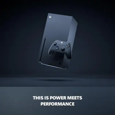 Xbox جهاز Xbox Series X بسعة تخزين 1 تيرابايت (SSD)، يدعم الألعاب بدقة 4K، وأداءً بمعدل 120 إطاراً في الثانية، وتقنية 8K HDR، ويأتي مع وحدة تحكم لاسلكية وميزة التحميل فائق السرعة.