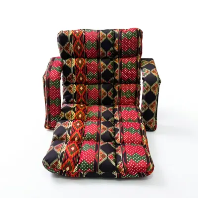 Generic Foldable Ground Seating Chair – Portable Padded Floor Lounge Chair with Backrest for Majlis & Camping